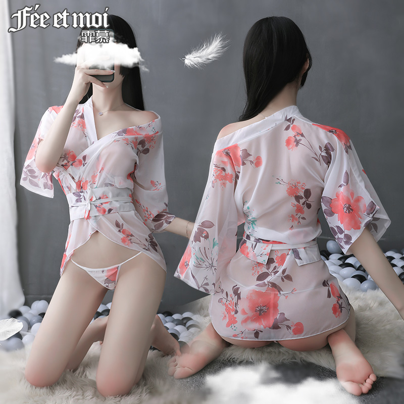 霏慕开襟低领印花和服7055